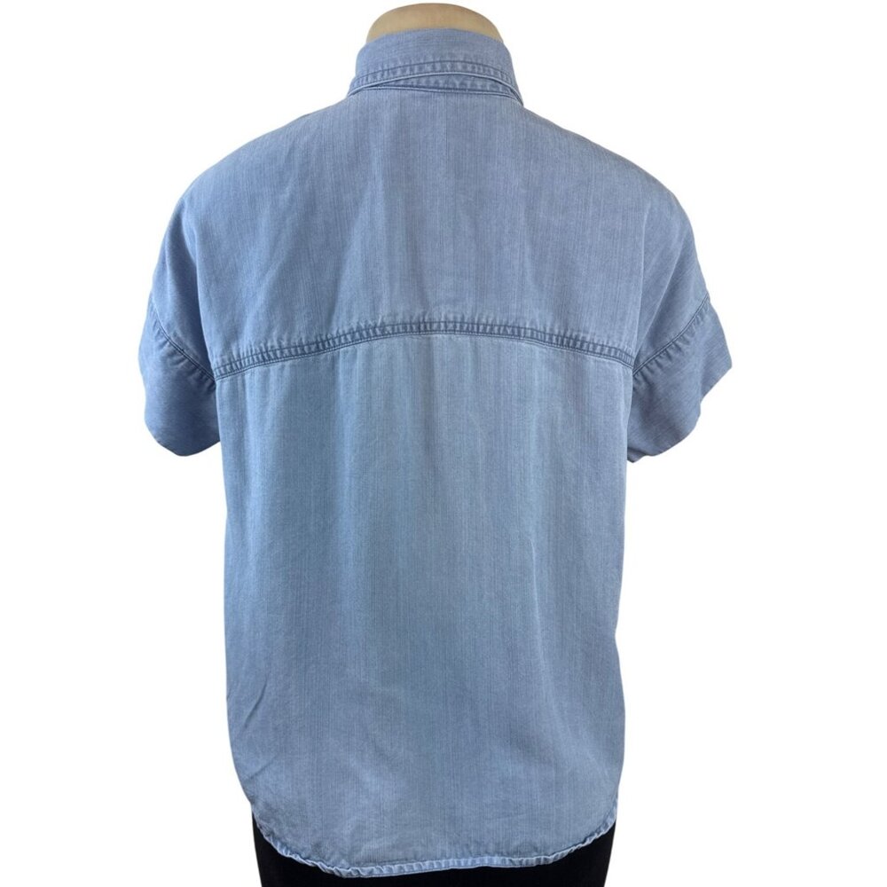 Chaps Petite Light Blue Button-Down Short Sleeve … - image 3